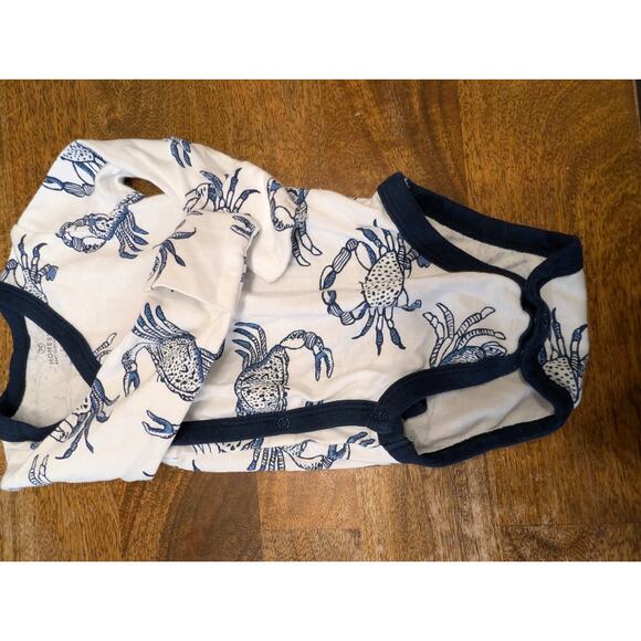 Honest Baby Size 3-6 Months 2pc Bundle Lot Bodysuit Side Snap Outfit Blue Crab - Picture 8 of 13